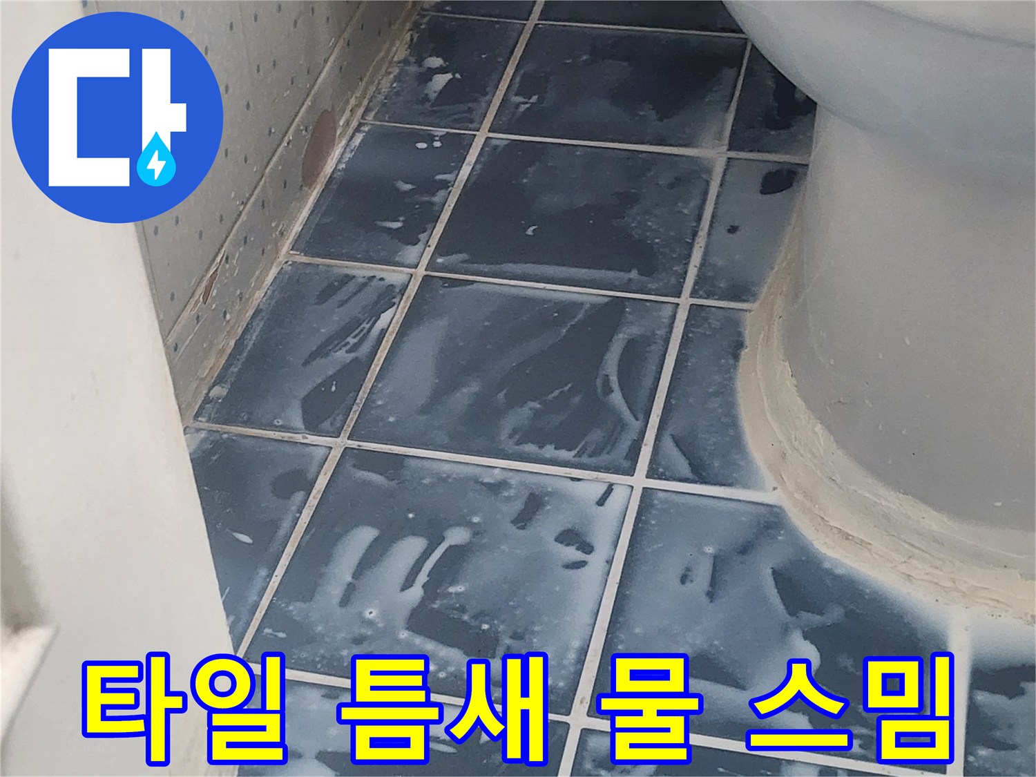 누수로 인해 손상된 화장실 타일 줄눈-곰팡이 발생