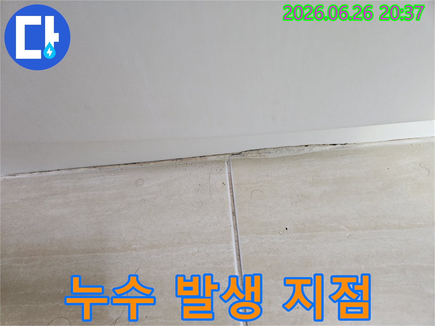 곰팡이와-함께-드러난-타일-접합부-누수-지점