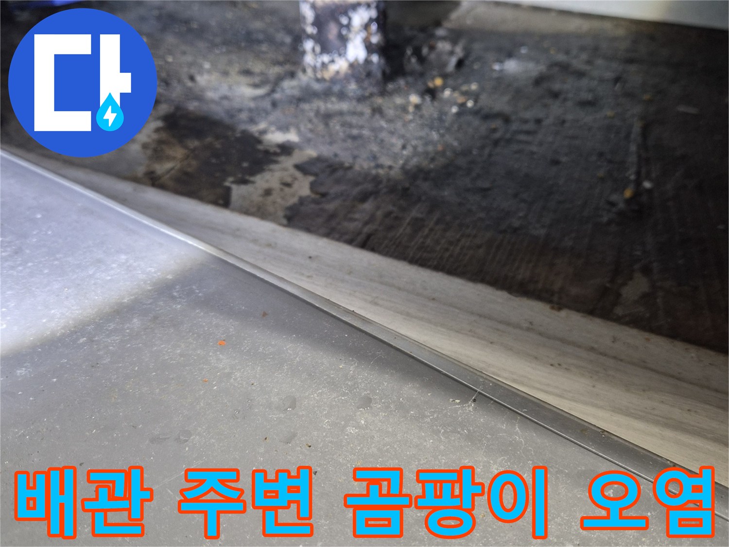 배관-연결부-주변의-검은색-곰팡이-및-오염