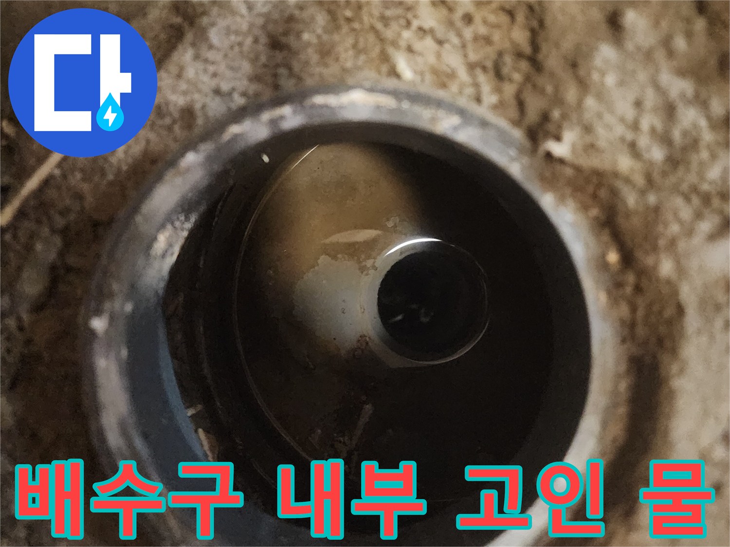 배수구-입구에-차있는-탁한-물과-오염물질