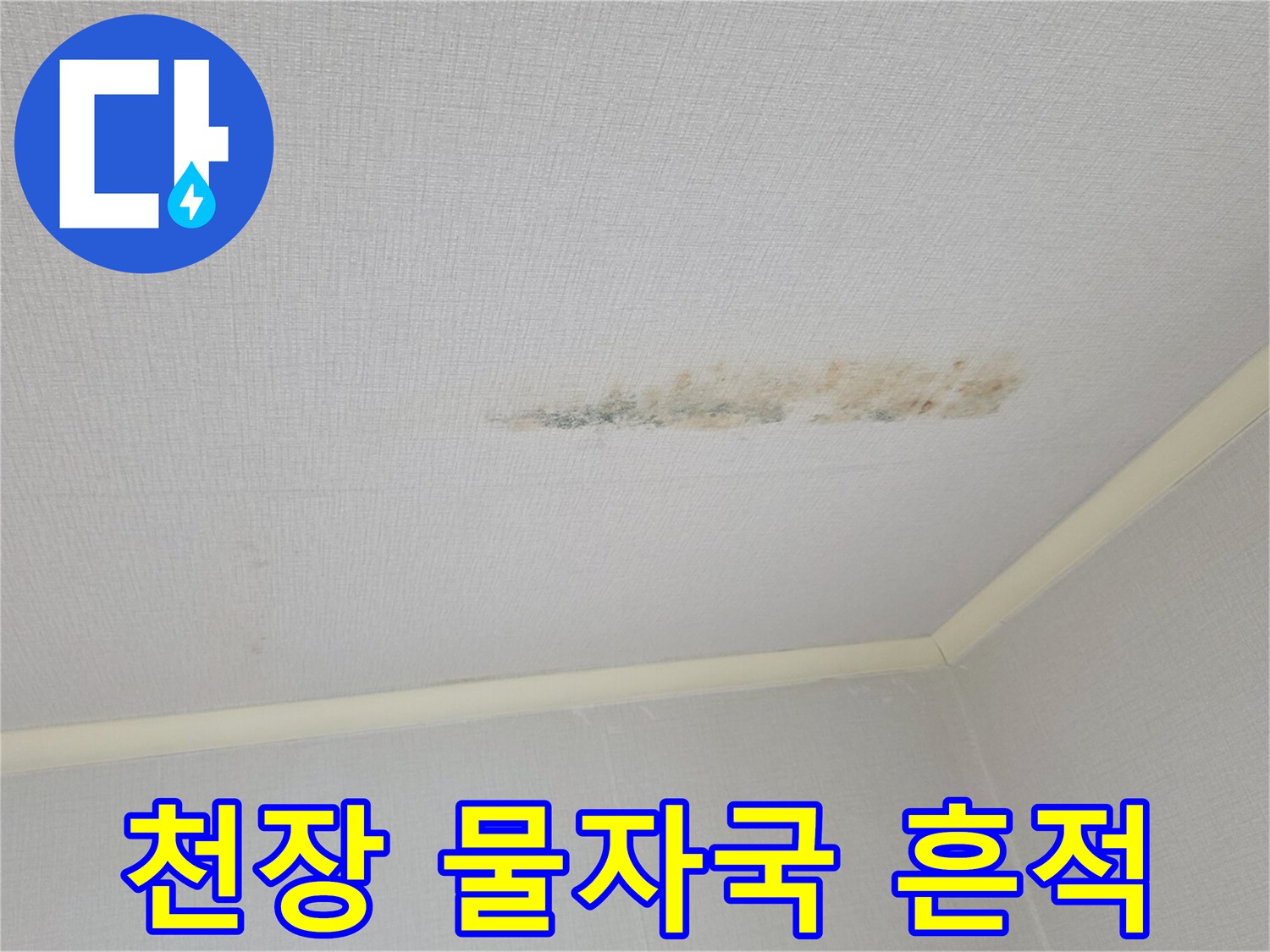 물샘-현상으로-변색된-천장-도배지-표면