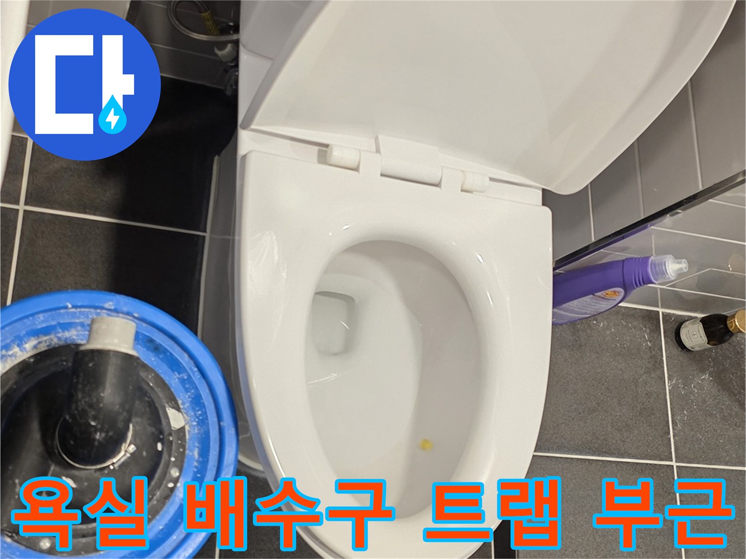 변기-옆-타일-배수구-트랩-모습