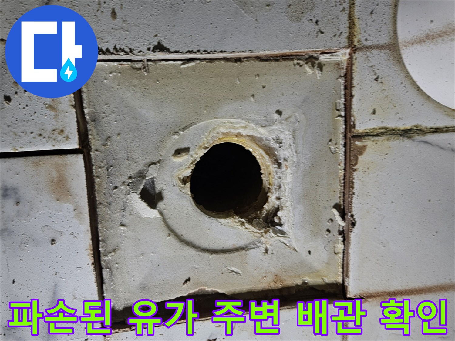 배수구-주변-타일-틈새-누수-지점
