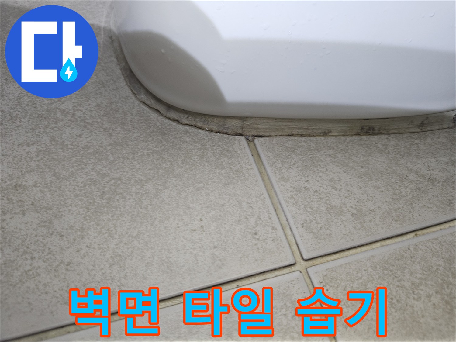 습기를 머금은 듯한 어두운색의 타일 줄눈