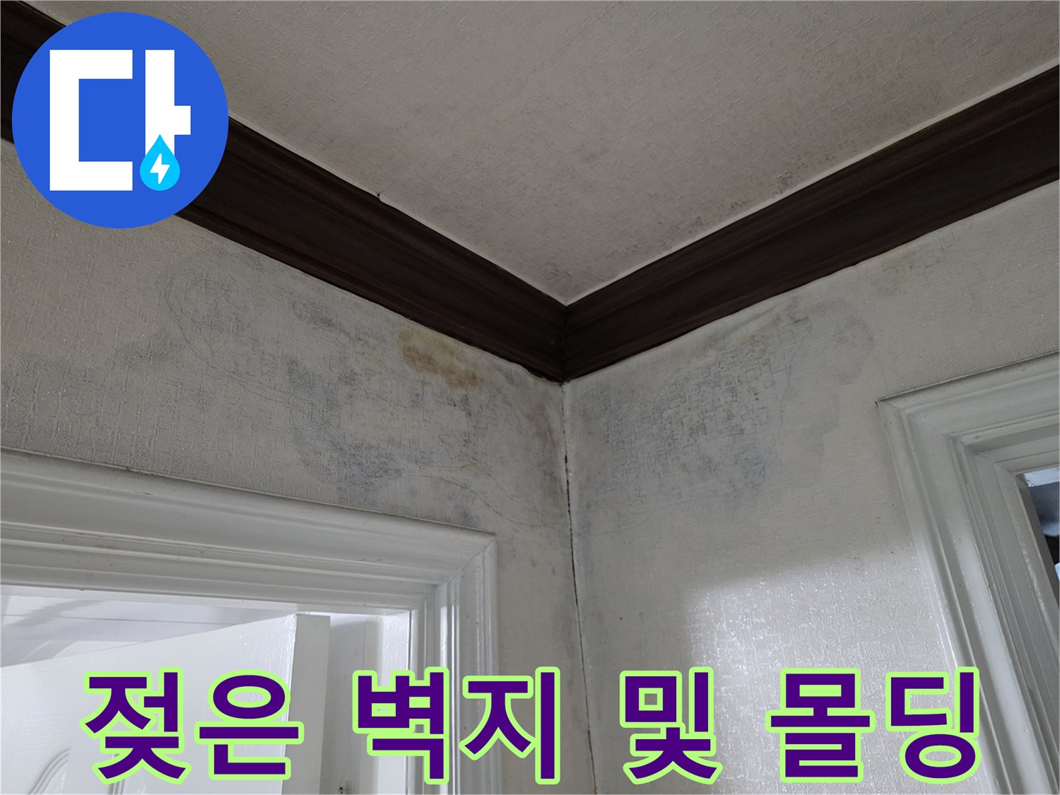 천장-몰딩-주변-벽지-오염-사진