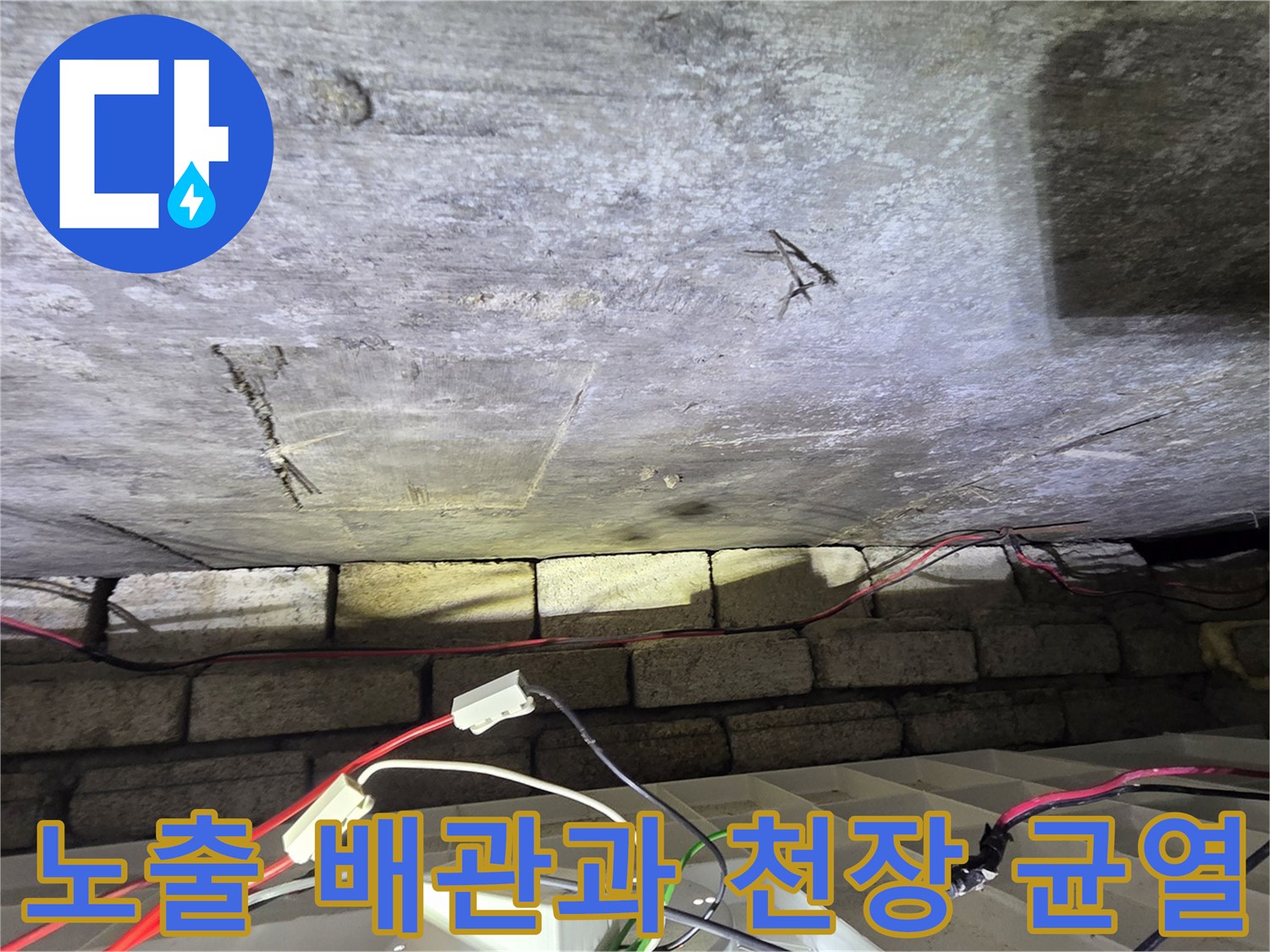 천장-내부-배관-및-콘크리트-균열-상태-점검