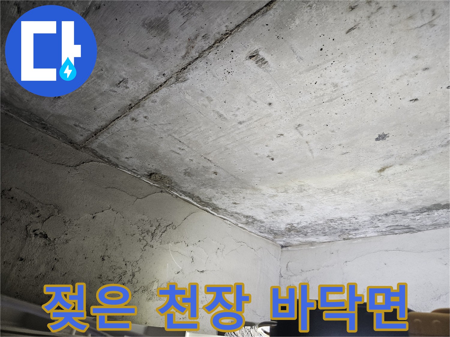 습기로-인해-변색된-콘기리트-천장-슬래브