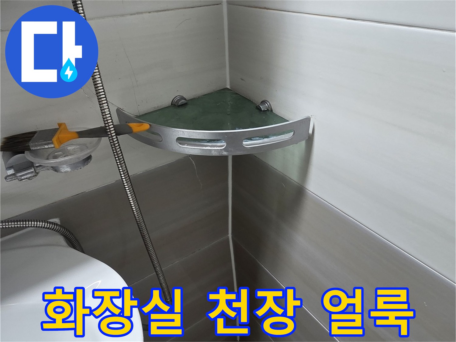덕양구 욕실 천장-석회물로 인해 하얗게 변한 타일