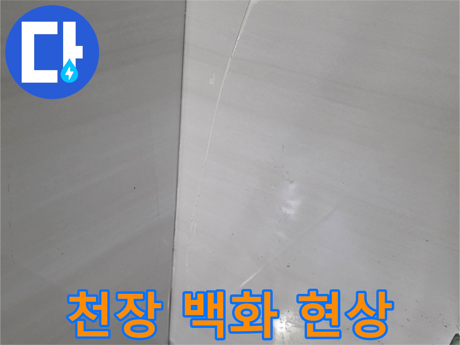 하얀 석회물이 맺힌 천장 타일 표면