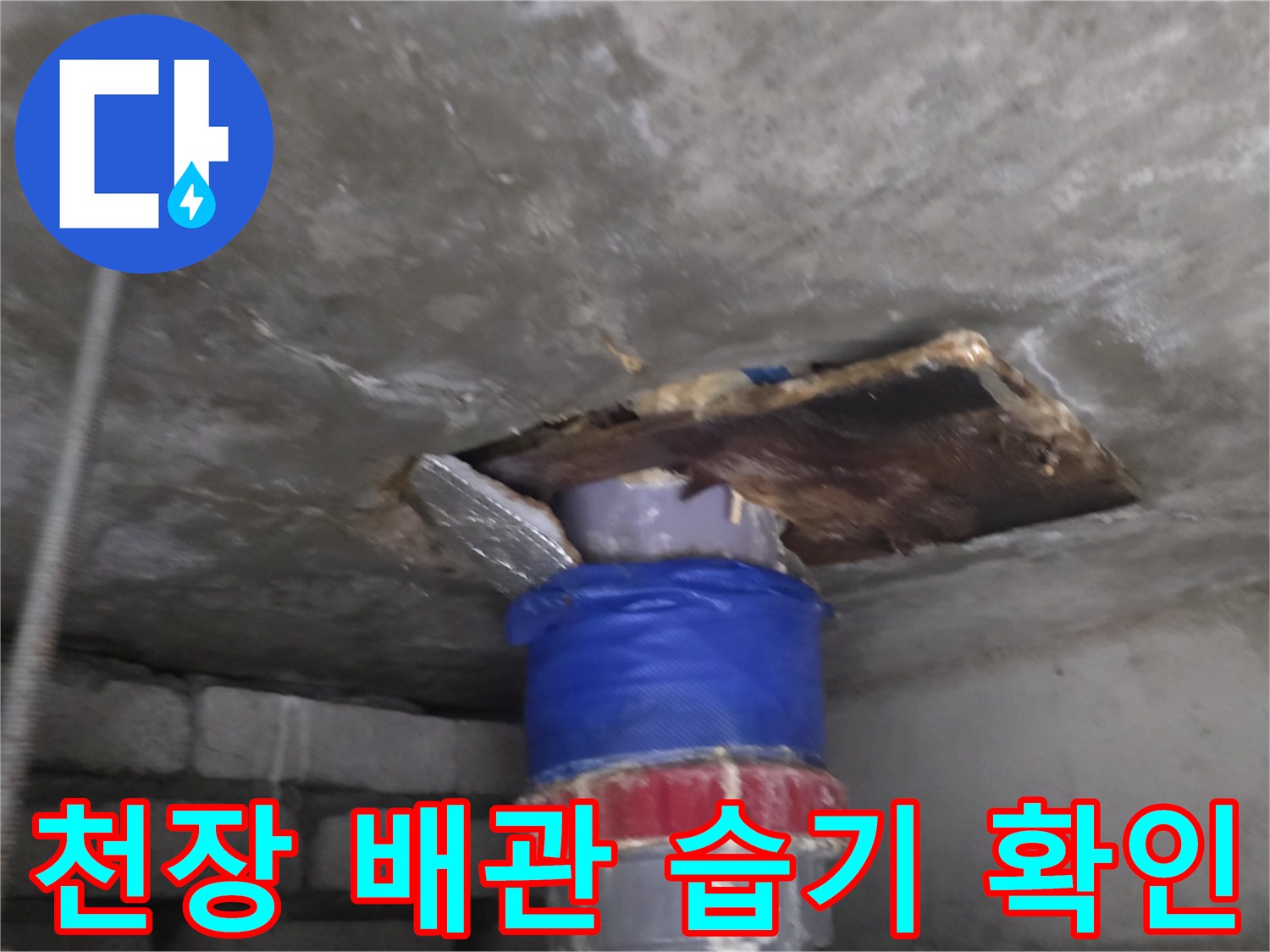 배관-주변의-습기와-누수-흔적을-조사하는-현장