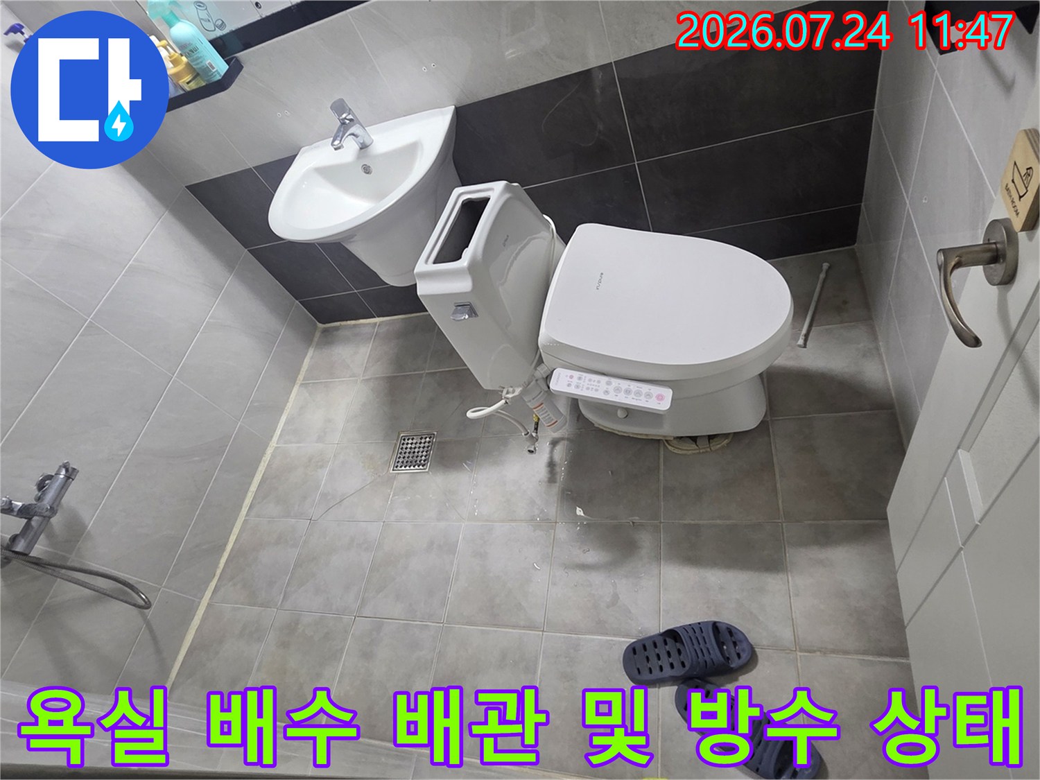 변기 하단부와 세면대 주변의 배수 시스템 점검