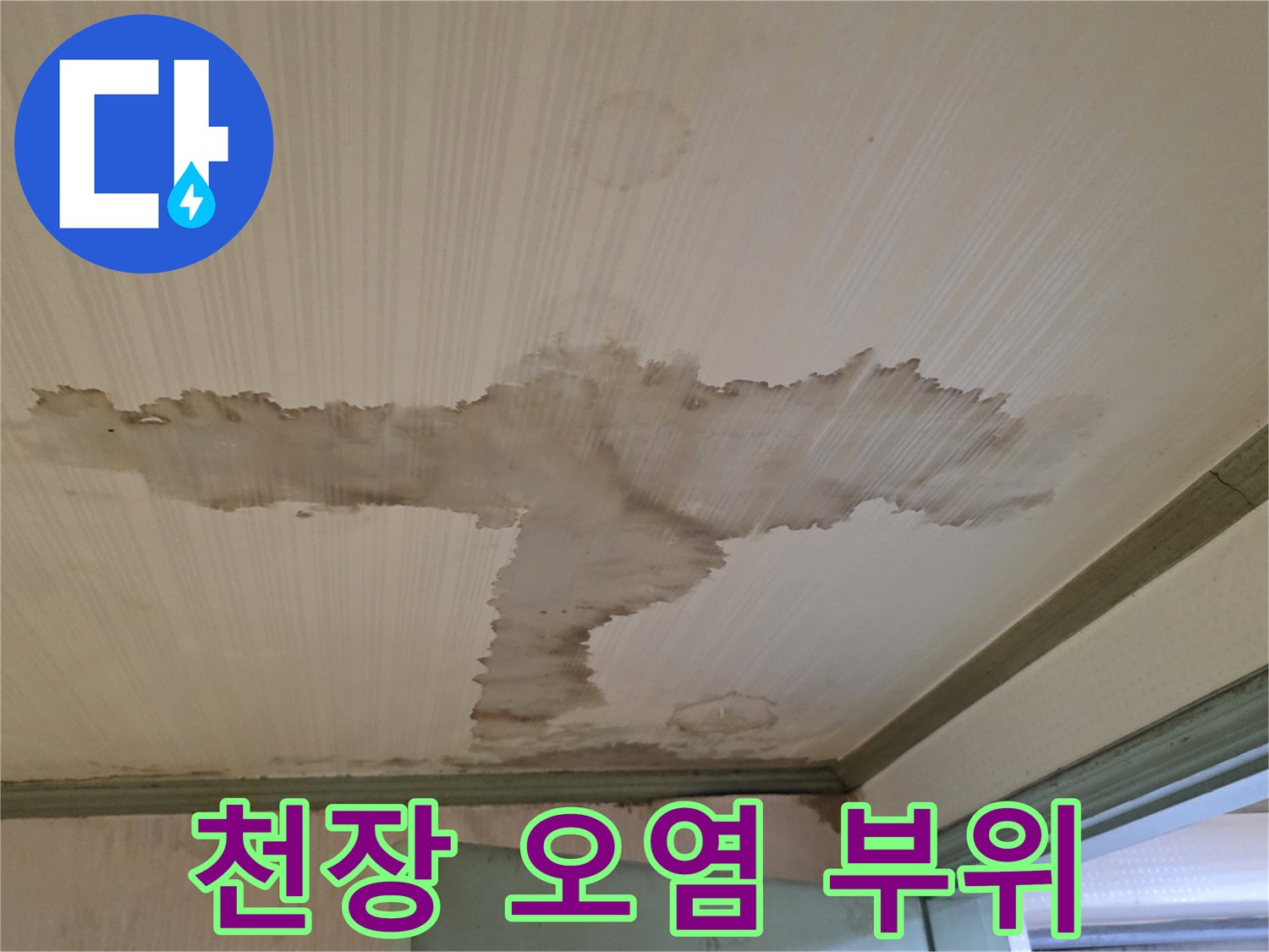 정릉동 현장의 - 물에 젖은 천장 마감재 모습