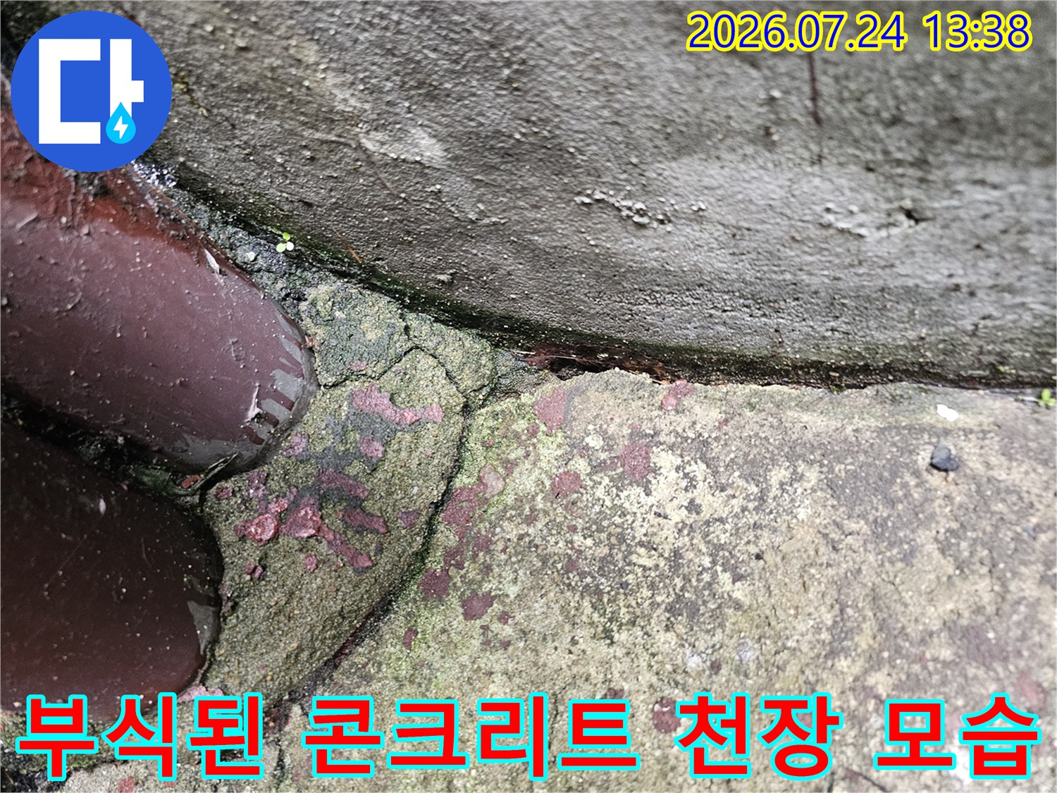 습기와-부식으로-인해-표면이-거칠어진-반지하-천장-사진