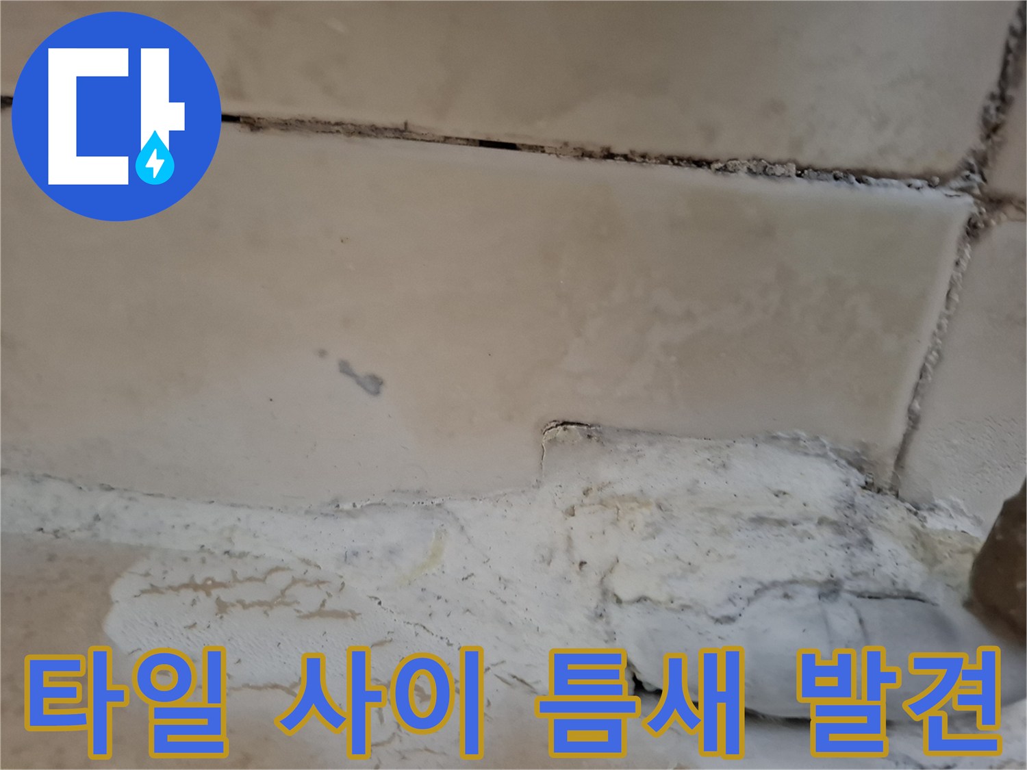 배관 주변의 벌어진 타일 틈과 노후된 마감재 상태