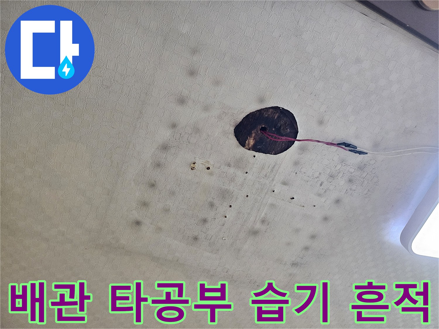 천장-배관-통로-주변의-물샘-흔적과-오염