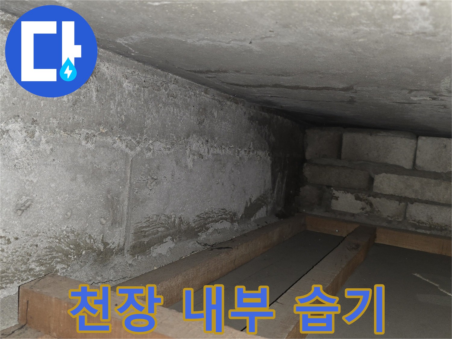 천장-하단-콘크리트-벽면의-젖은-상태