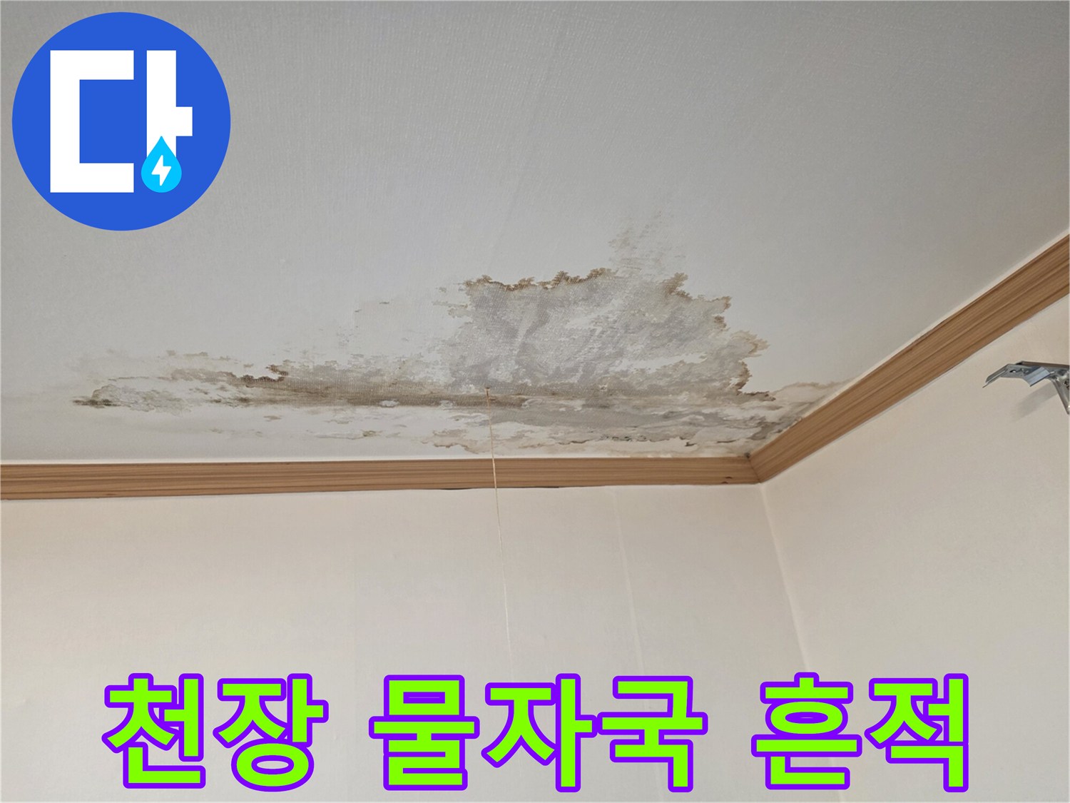 넓게-퍼진-천장-누수-얼룩과-물기-흔적