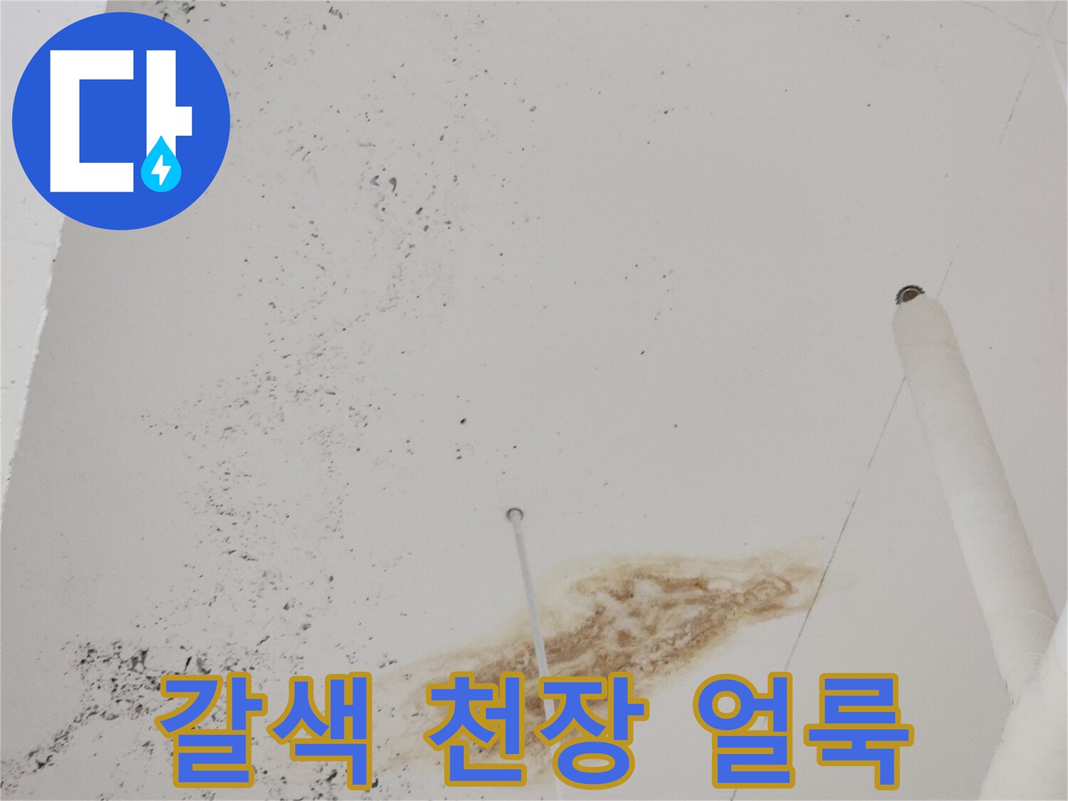 천장-배관-주변의-심한-누수-및-변색-상태