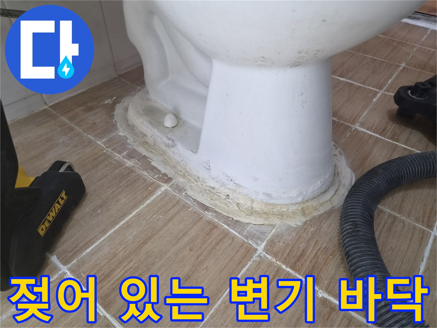 양변기-하단-타일-사이의-습한-상태를-촬영한-사진