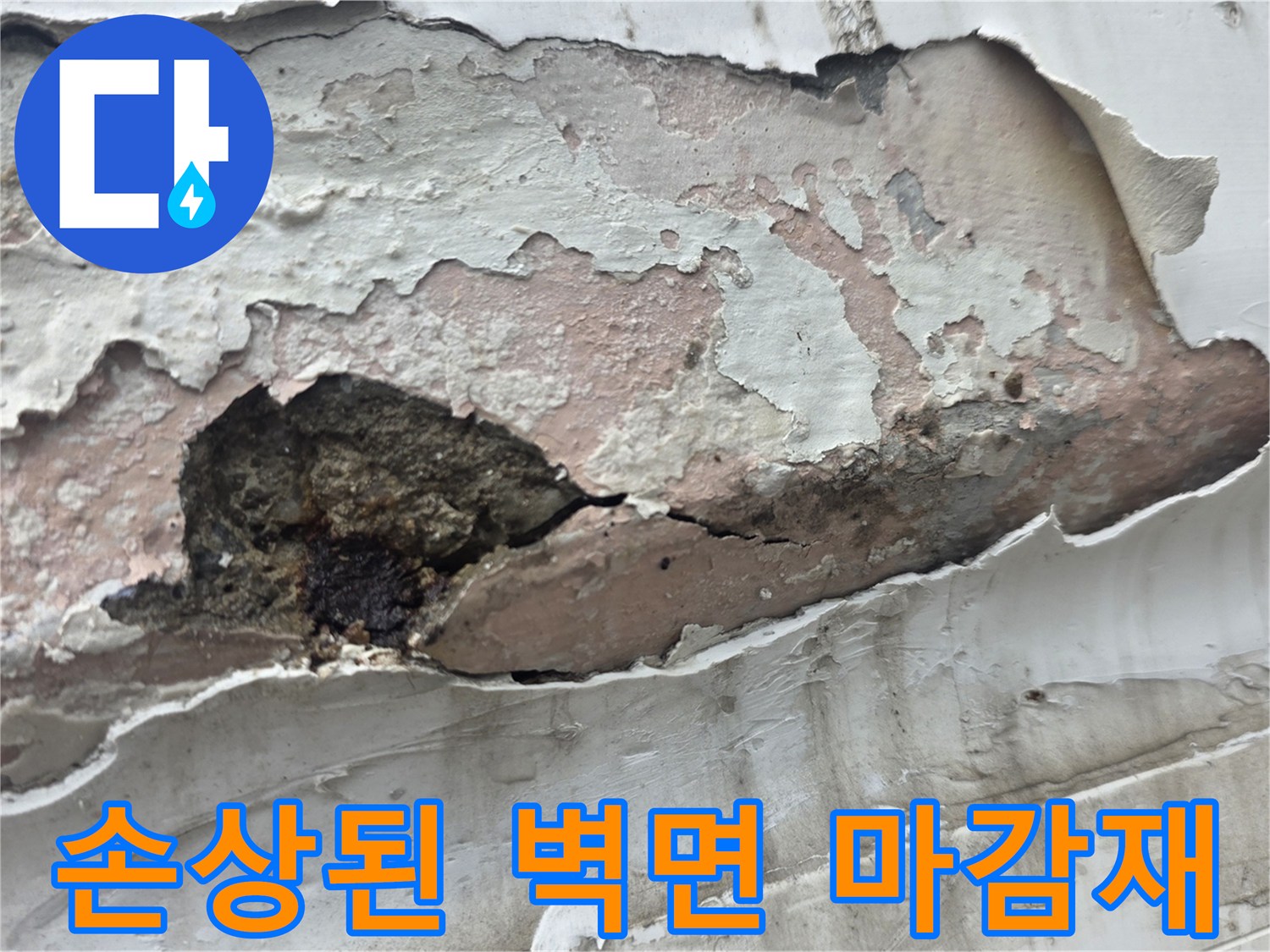 페인트가 껍질처럼 벗겨진 내부 벽체