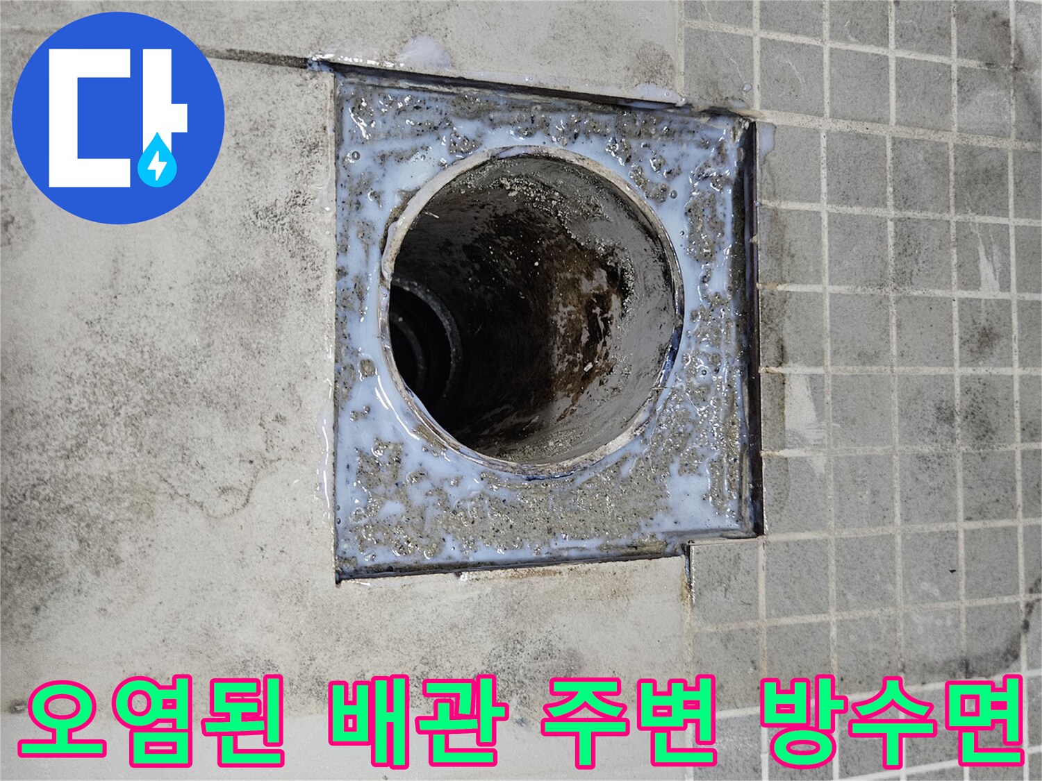 배수-관-입구-주변의-찌꺼기와-젖어있는-바닥