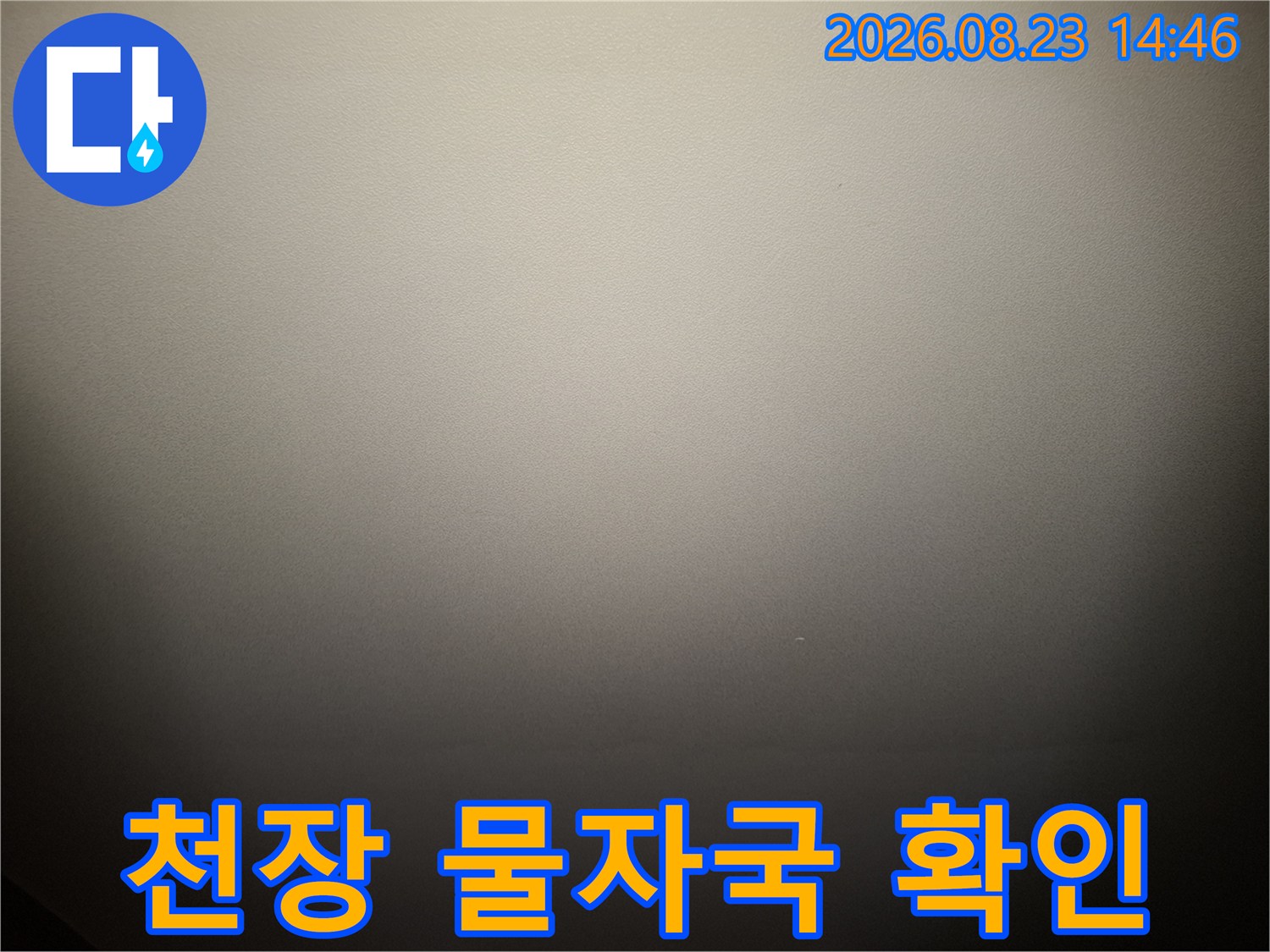 거실 천장에 나타난 누수 물자국 현황
