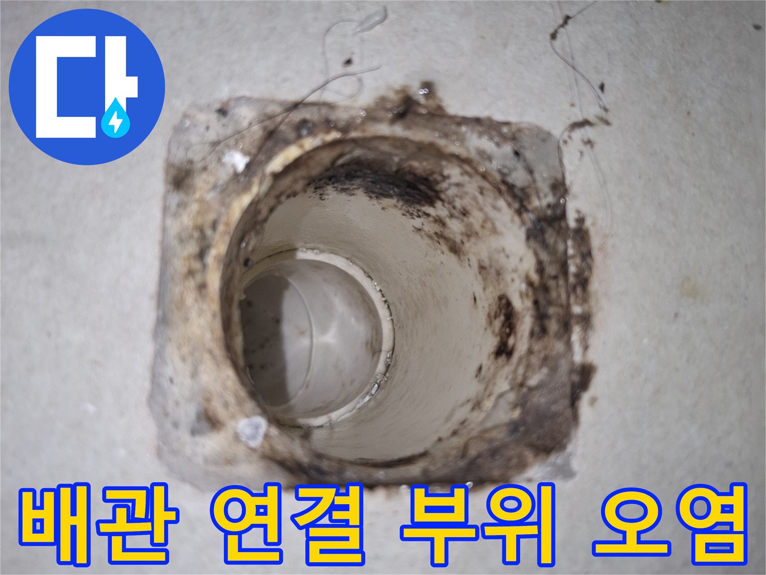 하수구-입구-주변의-이물질과-변색된-마감재