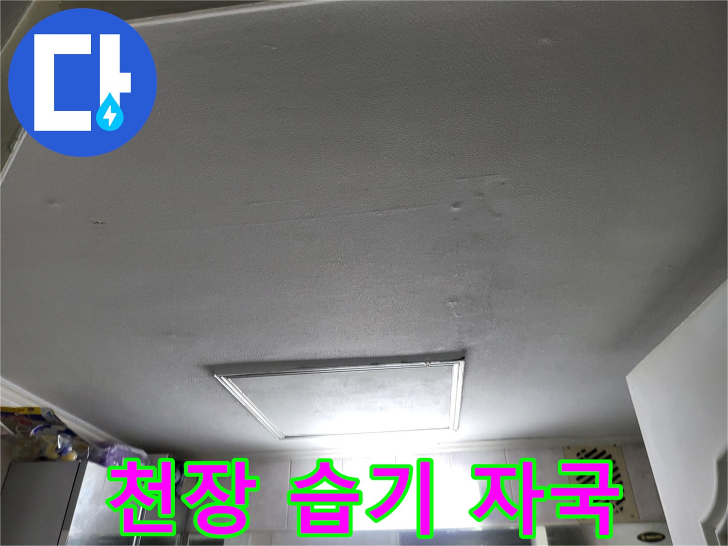 중산동 욕실-천장판의 젖은 흔적 관찰