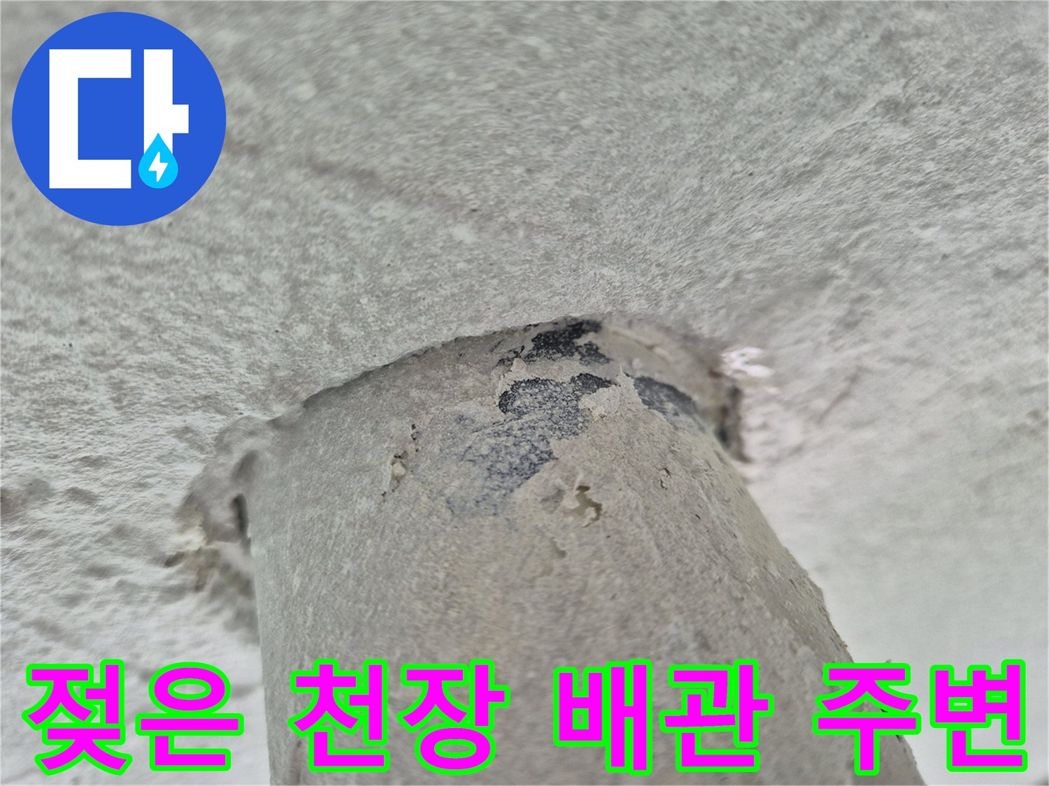 아파트-세탁실-천장-배관-주변-누수-흔적