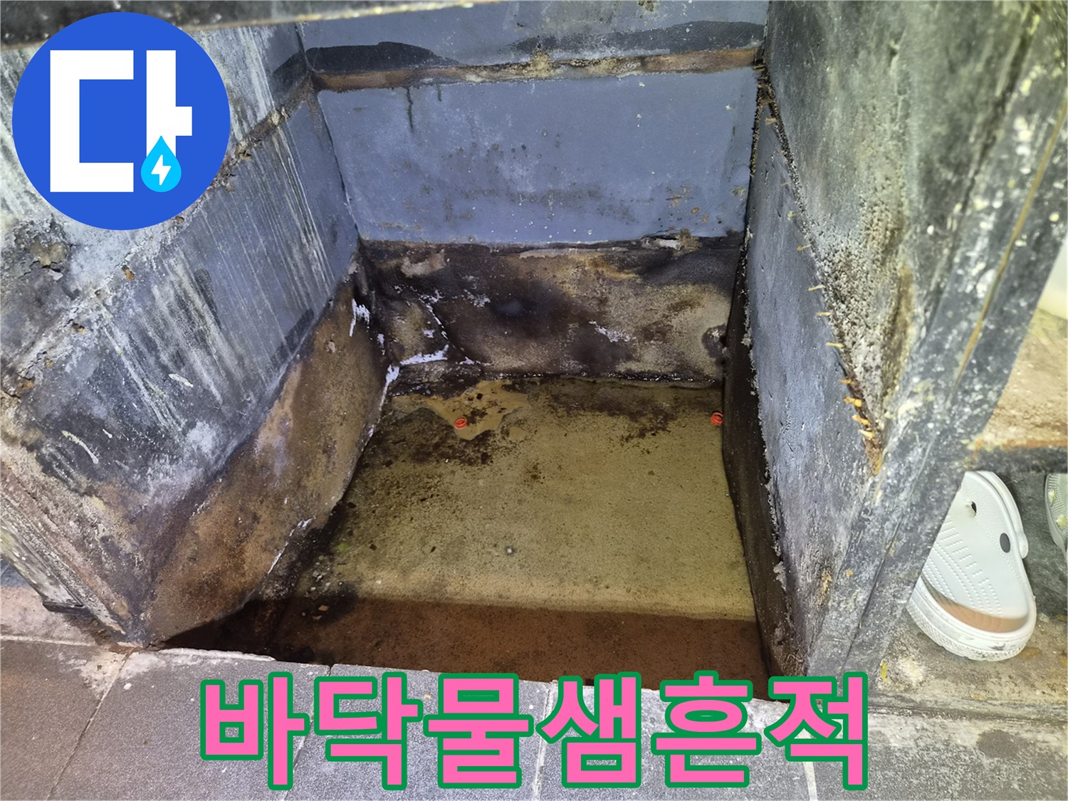 습기와-곰팡이가-동반된-상가-바닥-모서리