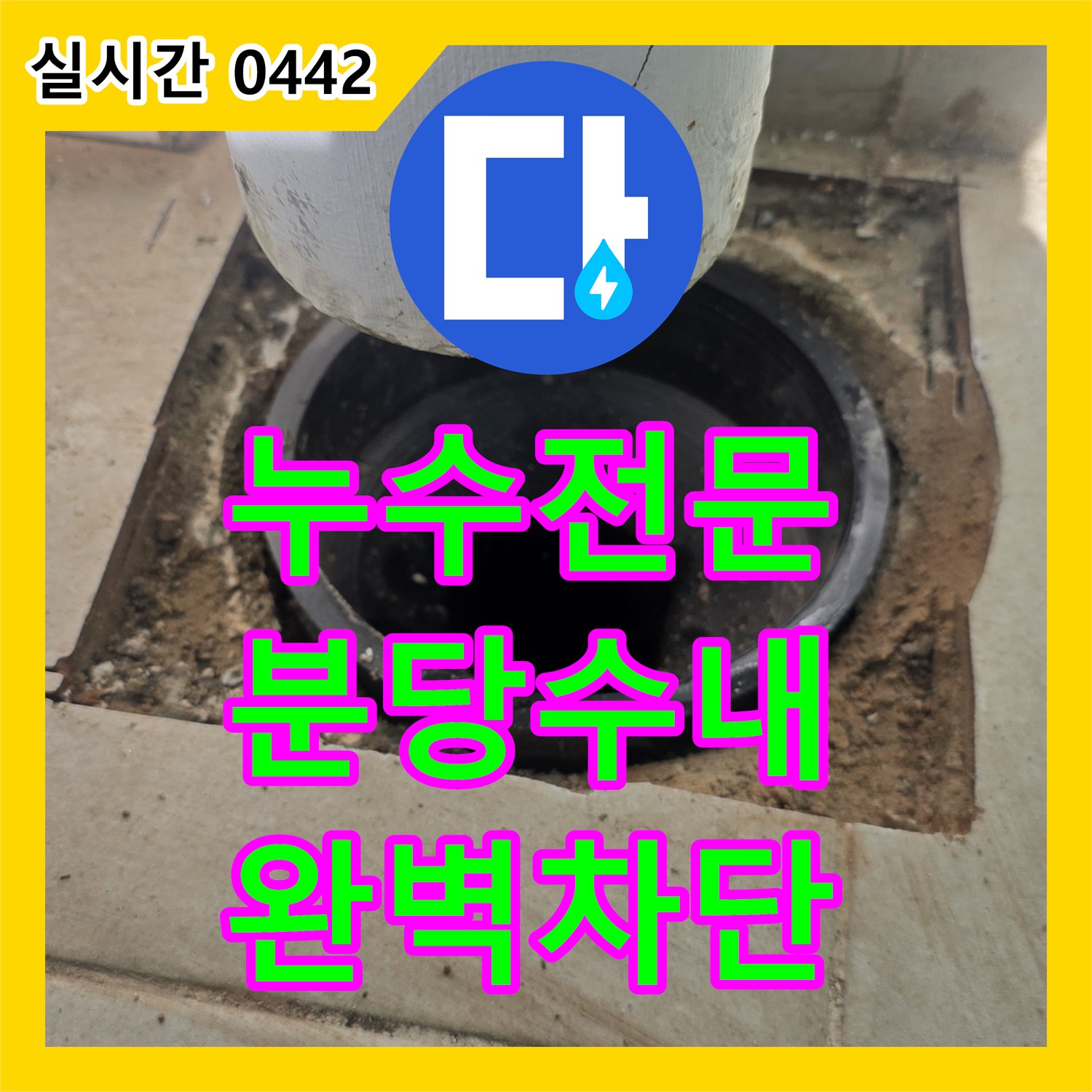 누수전문 우수관 연결 부위 결함과 방수층 파손을 해결하여 천장 누수를 잡은 과정 경기 성남시 분당구 수내동