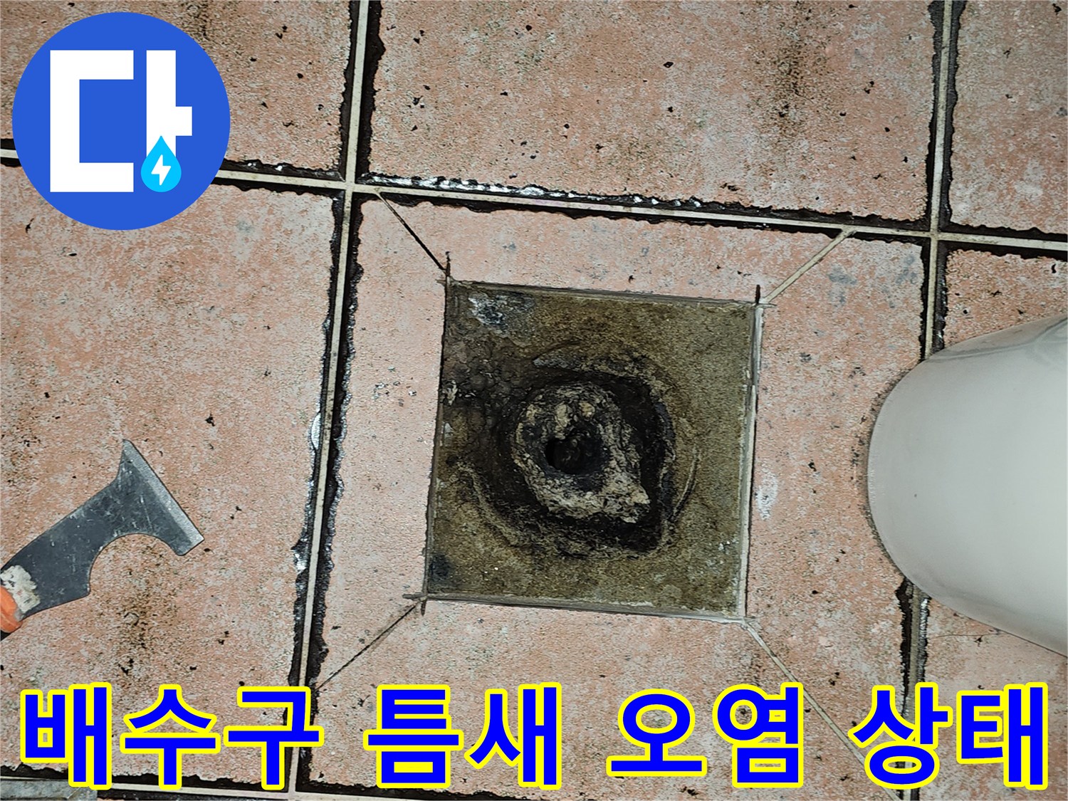 타일-사이-배수구-주변의-오염된-모습