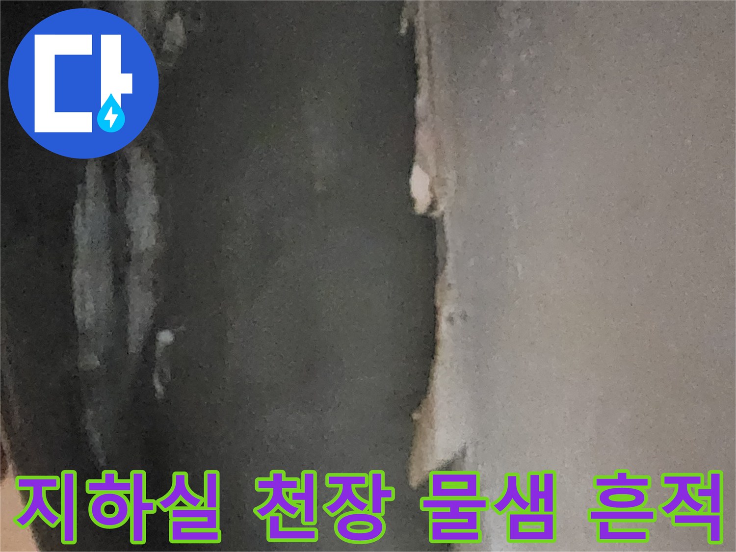 서초구 염곡동-지하실 천장 마감재가 젖어 들뜬 상태