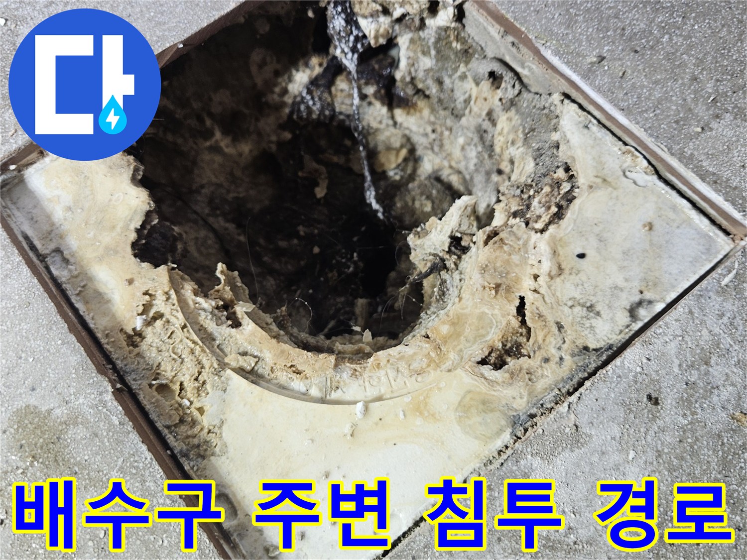 욕실-배수구-주변-방수층-손상-부위